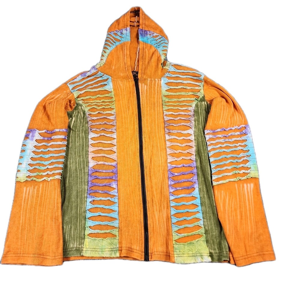 Rising International Hoodie XL Nepal Hippie Boho TieDye  Jacket Art‎ To Wear